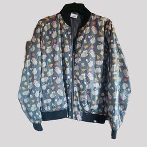 Pusheen Lightweight Bomber Gray Sheen w/Pusheen Characters Jacket Cartoon - Sz M